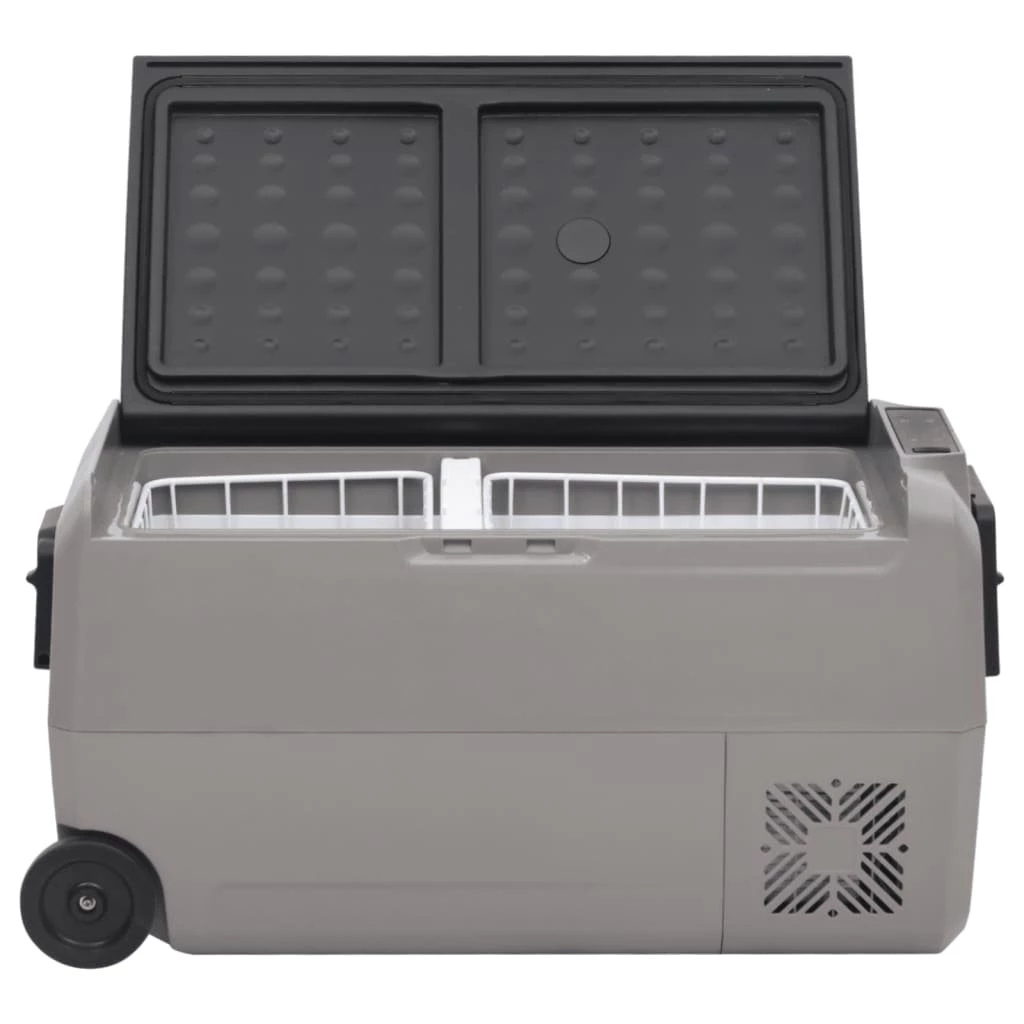 vidaXL Kühlbox Kompressor Kühlbox mit Rollen und Griff Schwarz Grau 60 L Camping Van