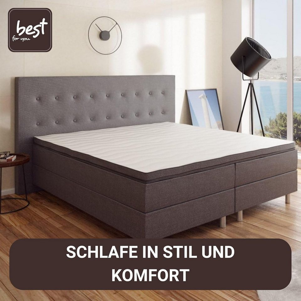 Best for Home Boxspringbett Boxspringbett NEO mit Bonellfederkern & 5 cm Topper