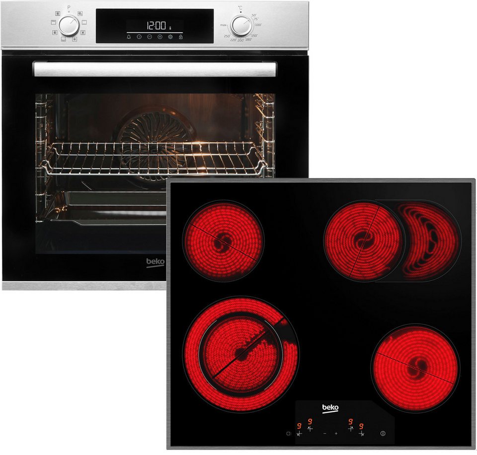 BEKO Backofen-Set BBSM12320X, mit Teleskopauszug nachrüstbar, Gleichmäßige Heißl