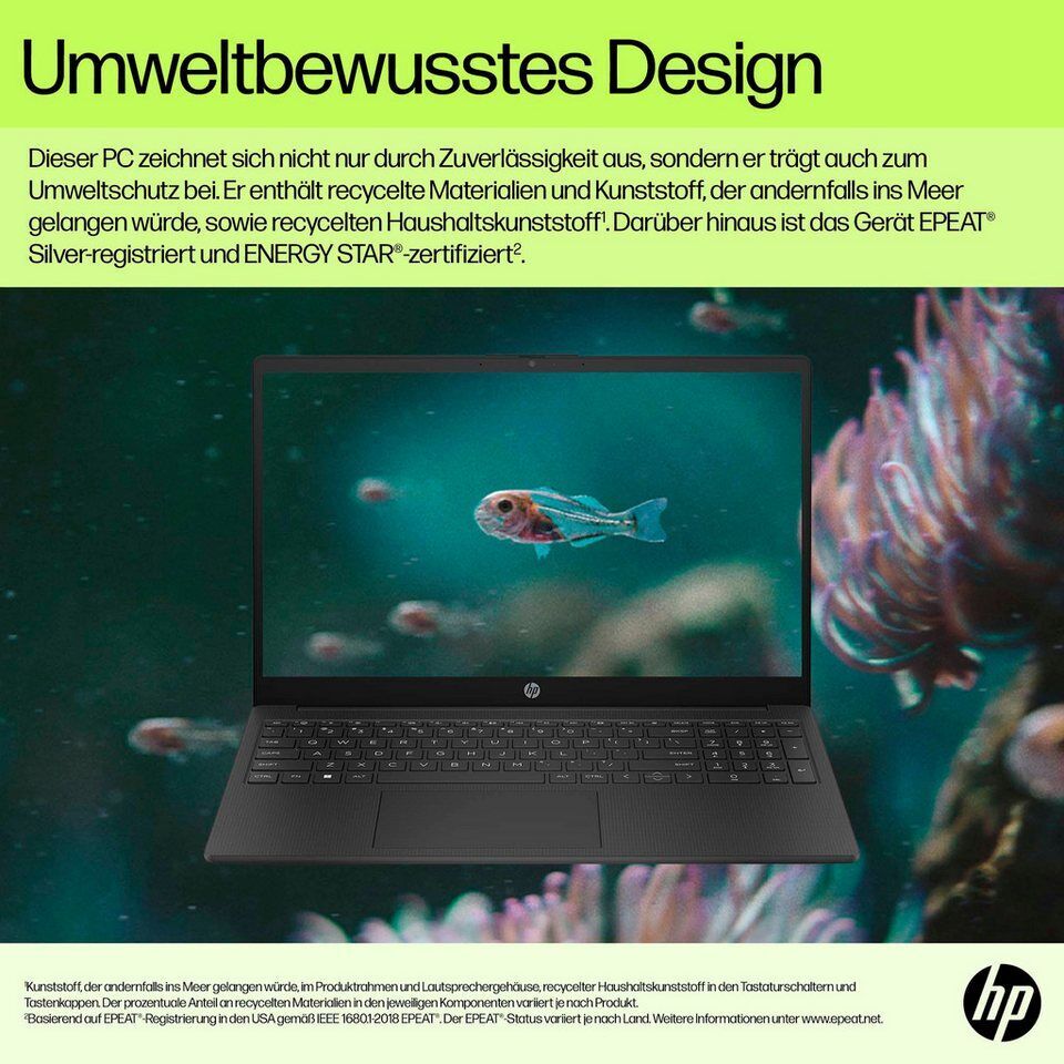 HP 15-fd0216ng Notebook (39,6 cm/15,6 Zoll, Intel Celeron N100, 128 GB SSD)