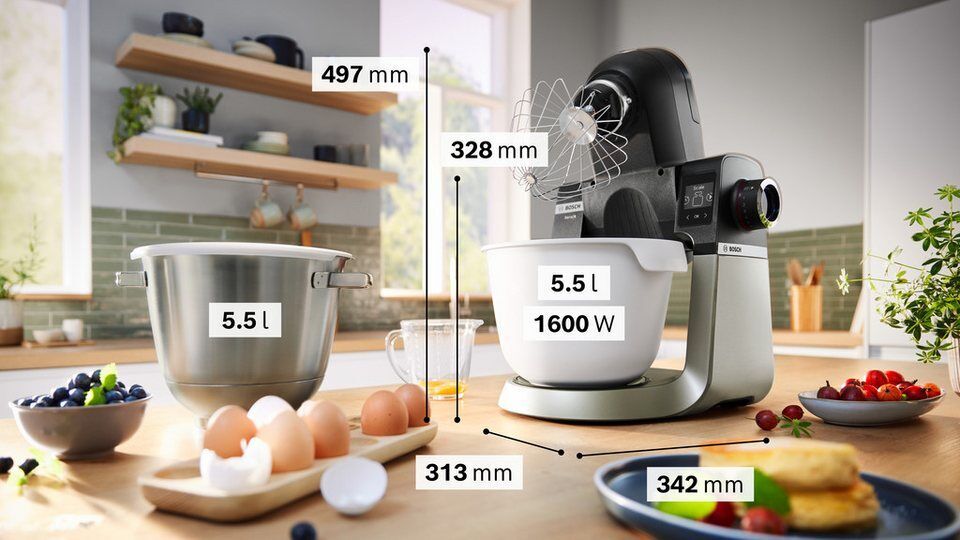 BOSCH Küchenmaschine Serie 6 MUMS6ZS18, 2 Schüsseln, integr. Waage, schwarz, 160