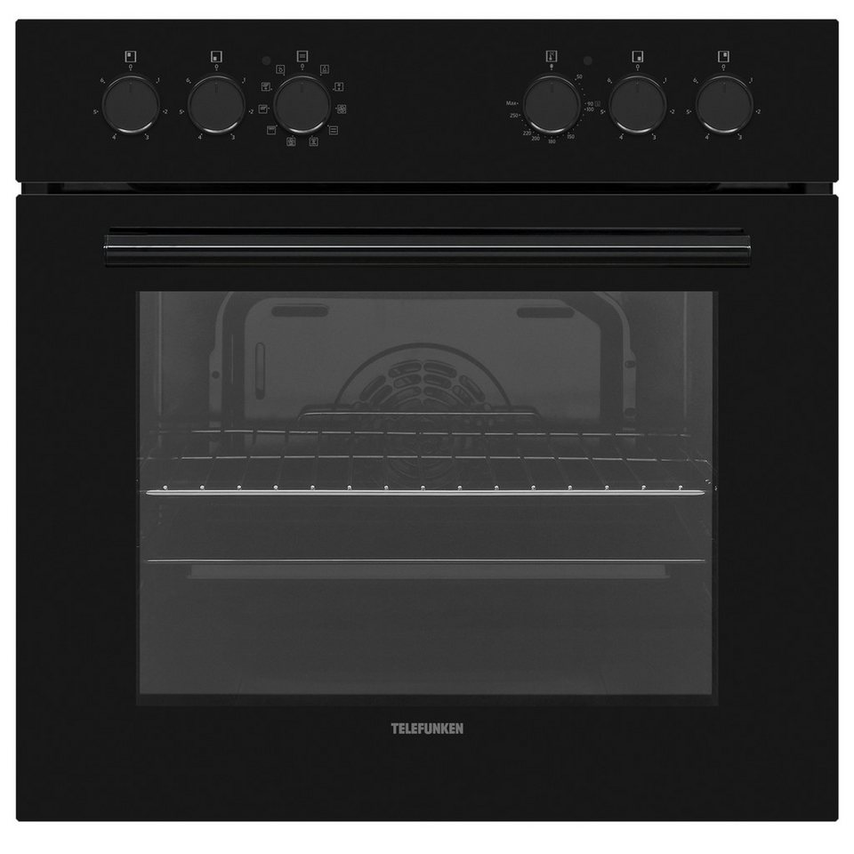 Telefunken Elektro-Herd-Set ECH65A-B2, VapClean, Einbauherdset, 65 L, Backofen m