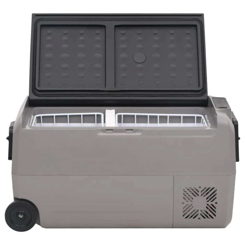 vidaXL Kühlbox Kompressor Kühlbox mit Rollen und Adapter Schwarz Grau 60 L Camping V