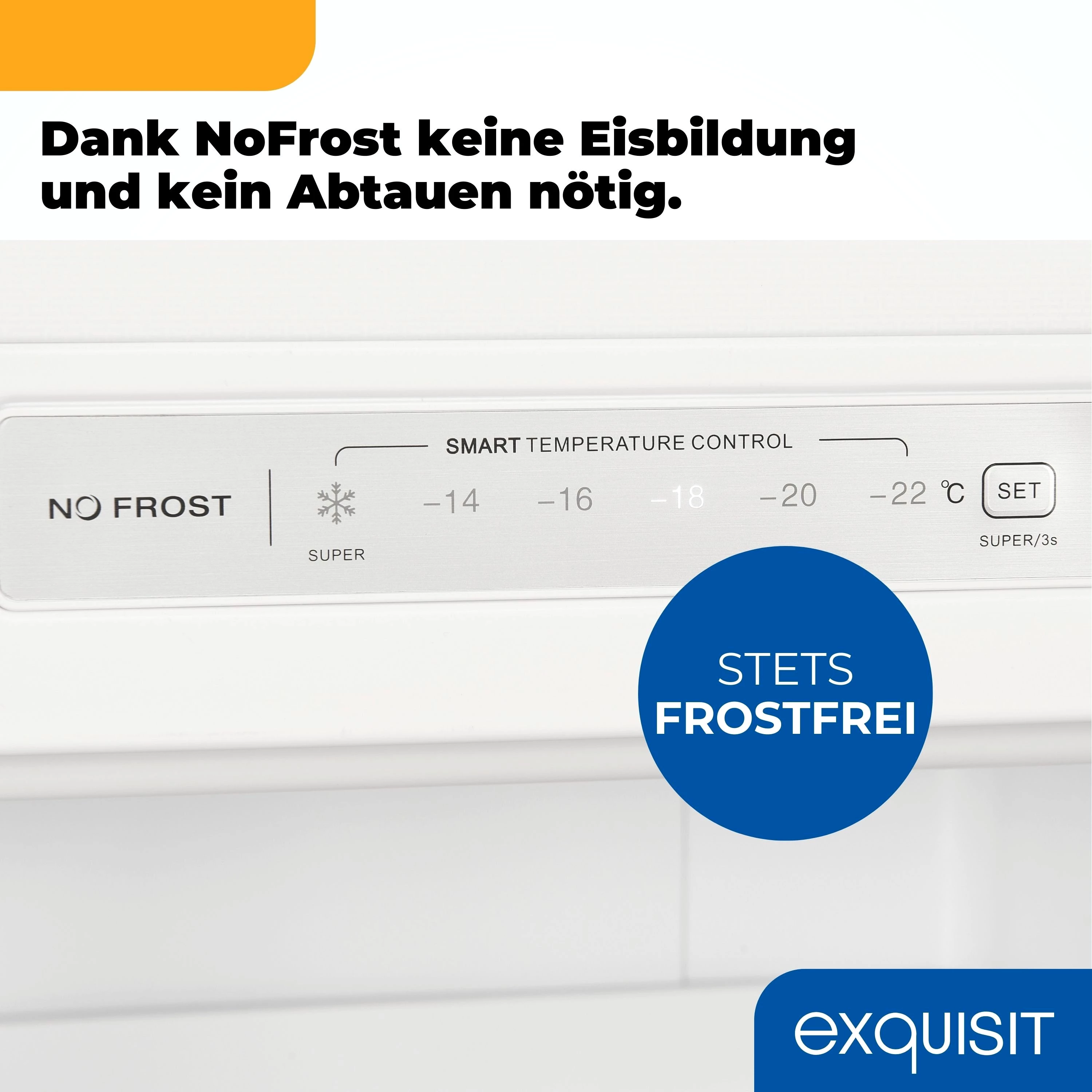 exquisit Gefrierschrank GS5231-NF-H-040C weiss, 143 cm hoch, 54 cm breit, NoFrost