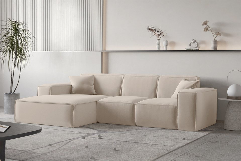 Fun Möbel Ecksofa Designersofa CELES PREMIUM Ottomane Rechts oder Links in Stoff