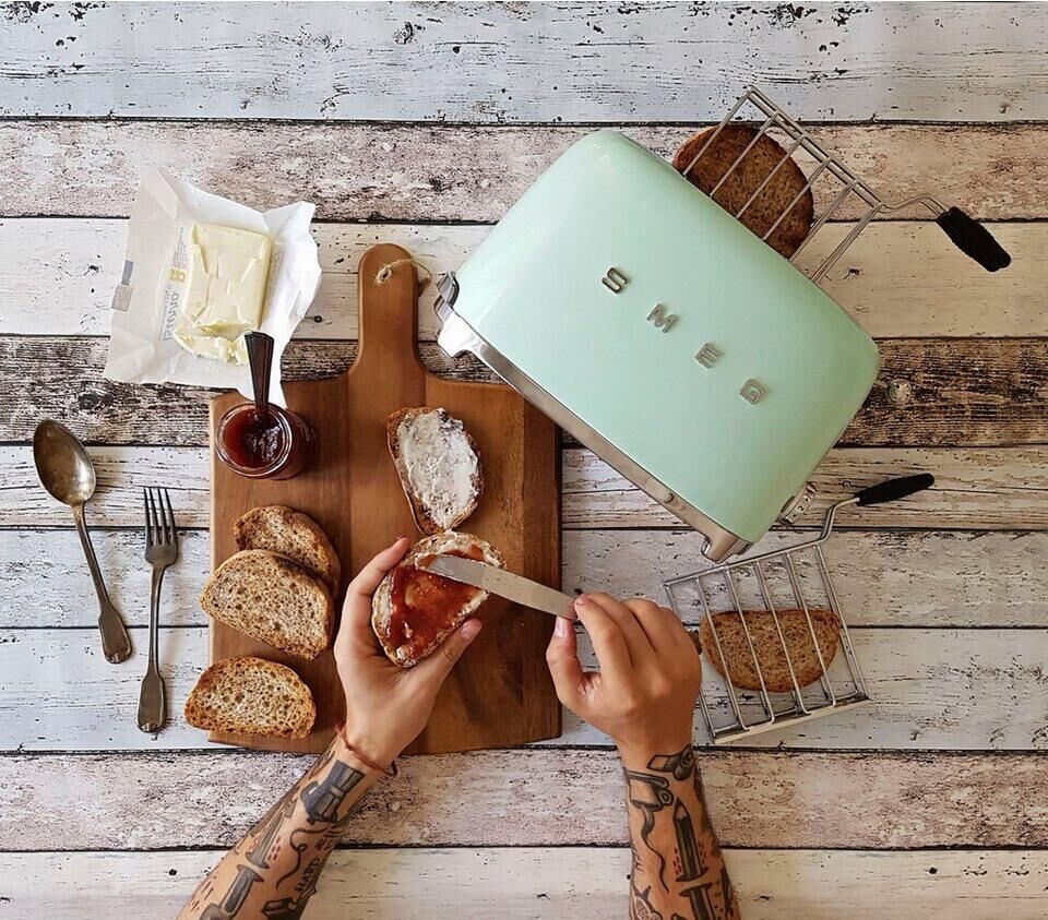 Smeg Toaster TSF01PGEU, 2 kurze Schlitze, für 2 Scheiben, 950 W