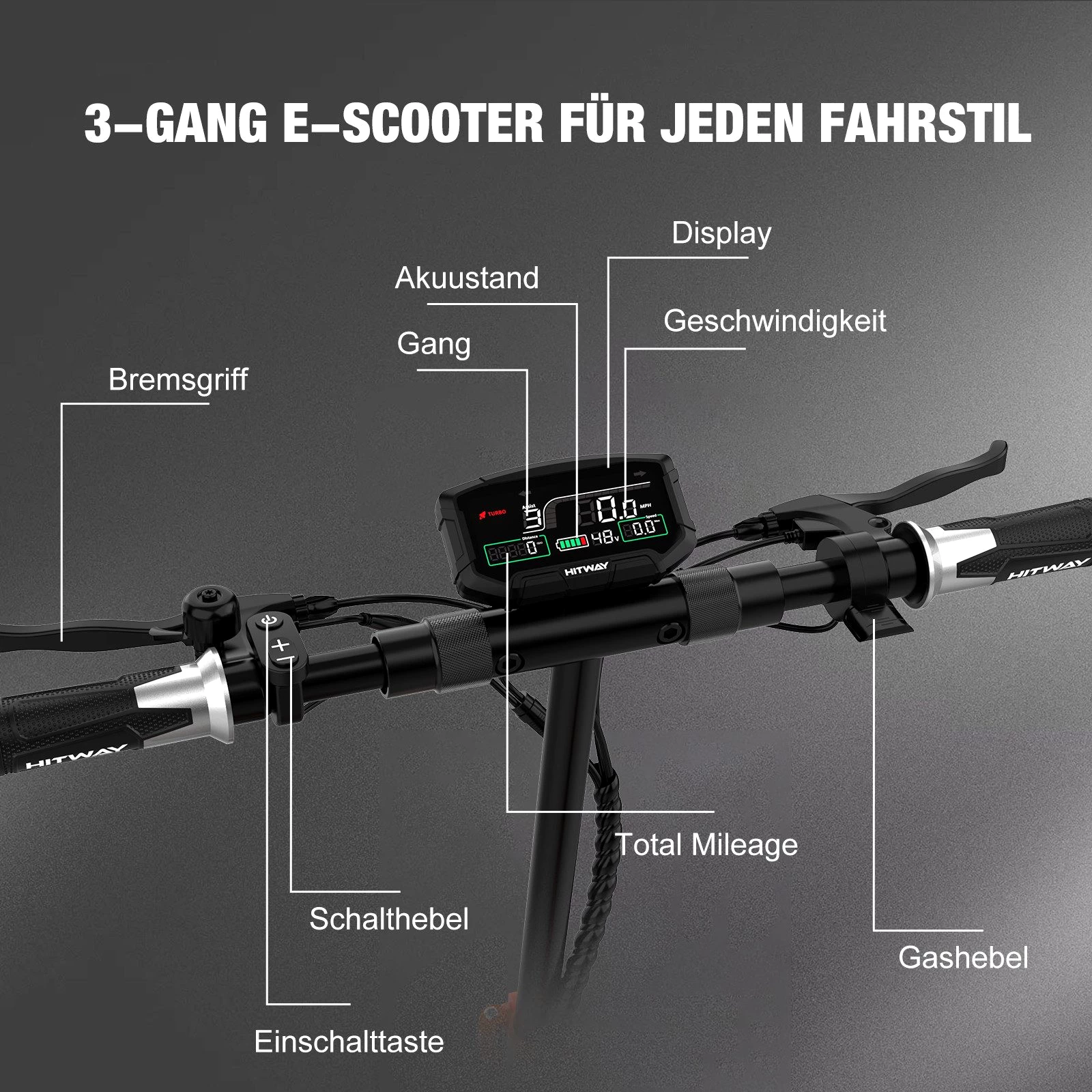 HITWAY E-Scooter 10 Zoll, mit Straßenzulassung ,500W Motor, Max 110km,20.8Ah/27Ah. 500,00 W, 20
