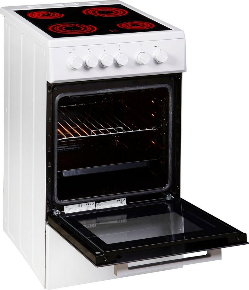 BEKO Elektro-Standherd FSS57000GW, Simple Steam Reinigungsfunktion, mit Kleinflä