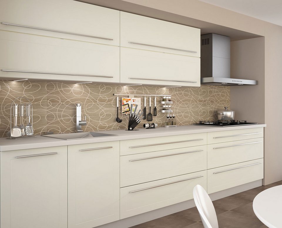 Feldmann-Wohnen Küchenzeile Kvantum, (Kvantum), 250cm grau matt / vanille matt 7