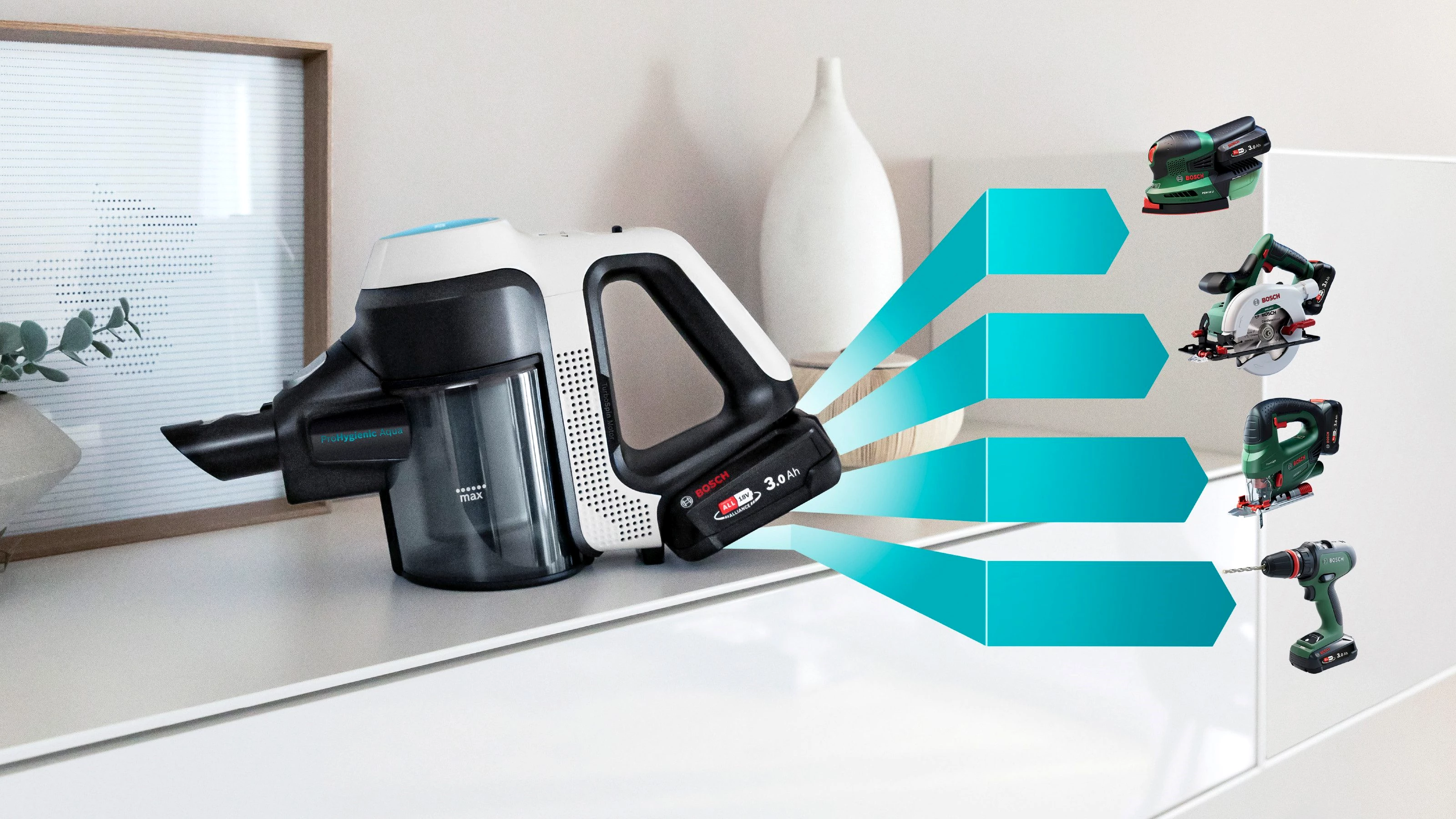 BOSCH Akku-Stielstaubsauger Unlimited 7 ProHygienic Aqua BKS71HYG1, 2in1 Saugen & Wischen
