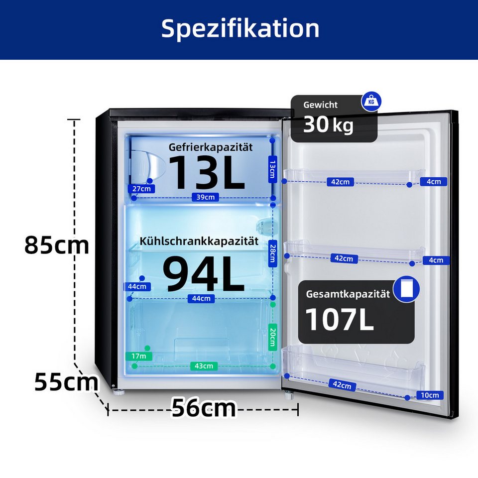 CHiQ Table Top Kühlschrank Schnelle Kühlung, EEK C, 84.5 cm hoch, 54.9 cm breit,