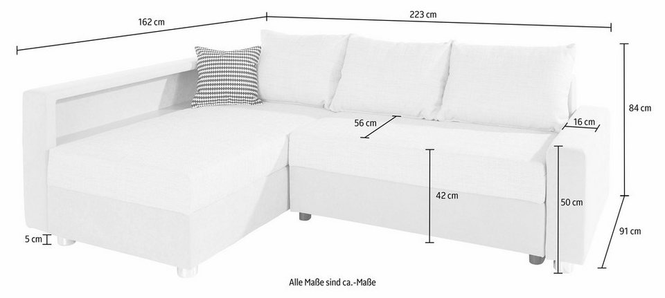 COLLECTION AB Ecksofa Relax L-Form, inklusive Bettfunktion, Federkern, wahlweise