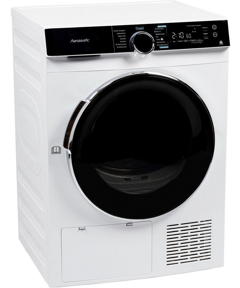 Hanseatic Wärmepumpentrockner HWTK8A3GT, Wolle, Bettwäsche, Outdoor, Hemden und