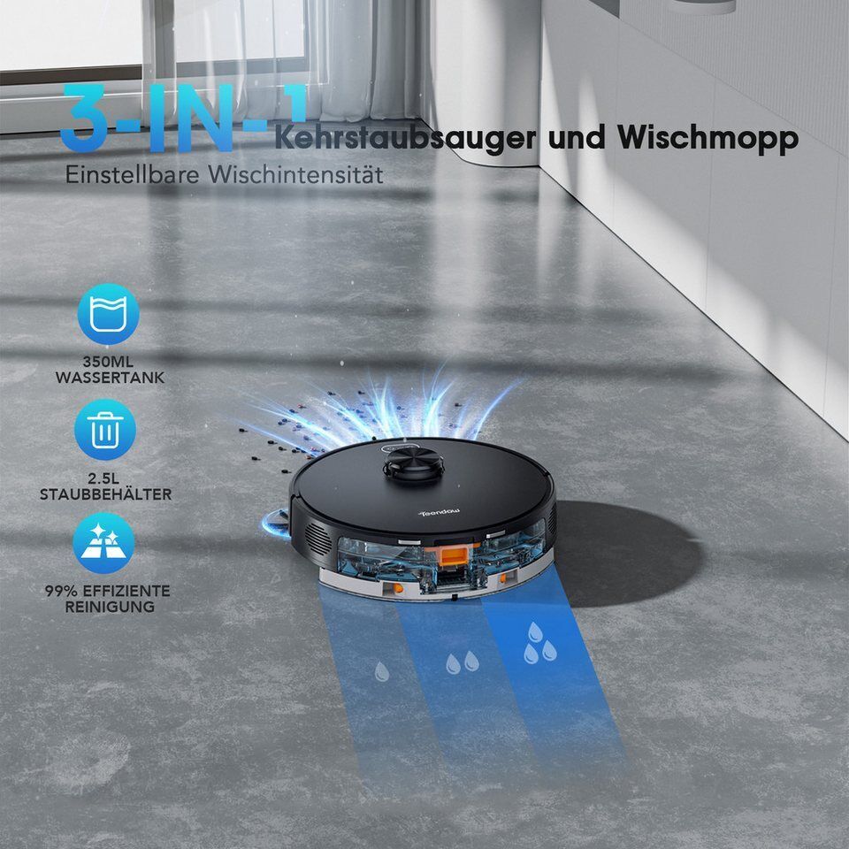 Teendow Saugroboter Saugroboter mit wischfunktion, LiDAR Staubsauger Roboter, 80