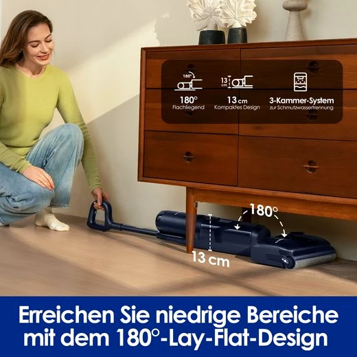 Tineco Nass-Trocken-Sauger Floor One S7 Stretch, 85° Grad Heißluft-Trocknung, 180° Grad Neigung