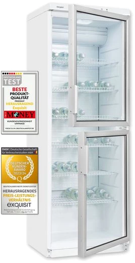 exquisit Getränkekühlschrank GKS350-2-GT-280D weiss, 173 cm hoch, 60 cm breit, 320 L Volumen