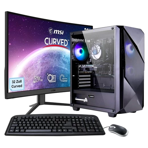 GAMEMAX MegaDeal Gaming-PC-Set Striker Gaming-PC-Komplettsystem  + Maus & Tastatur)