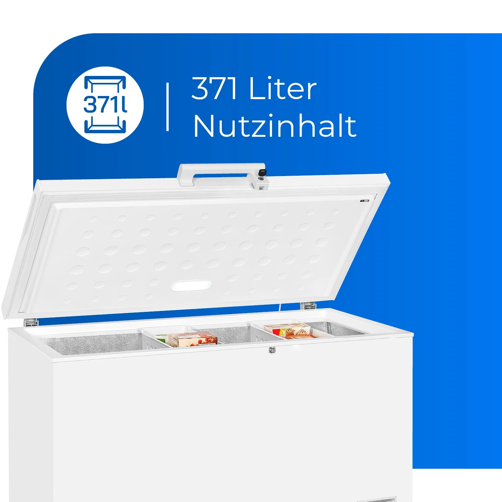 exquisit Gefriertruhe GT400-HE-041E weiss, 130 cm breit, 371 l, mit Türschloss