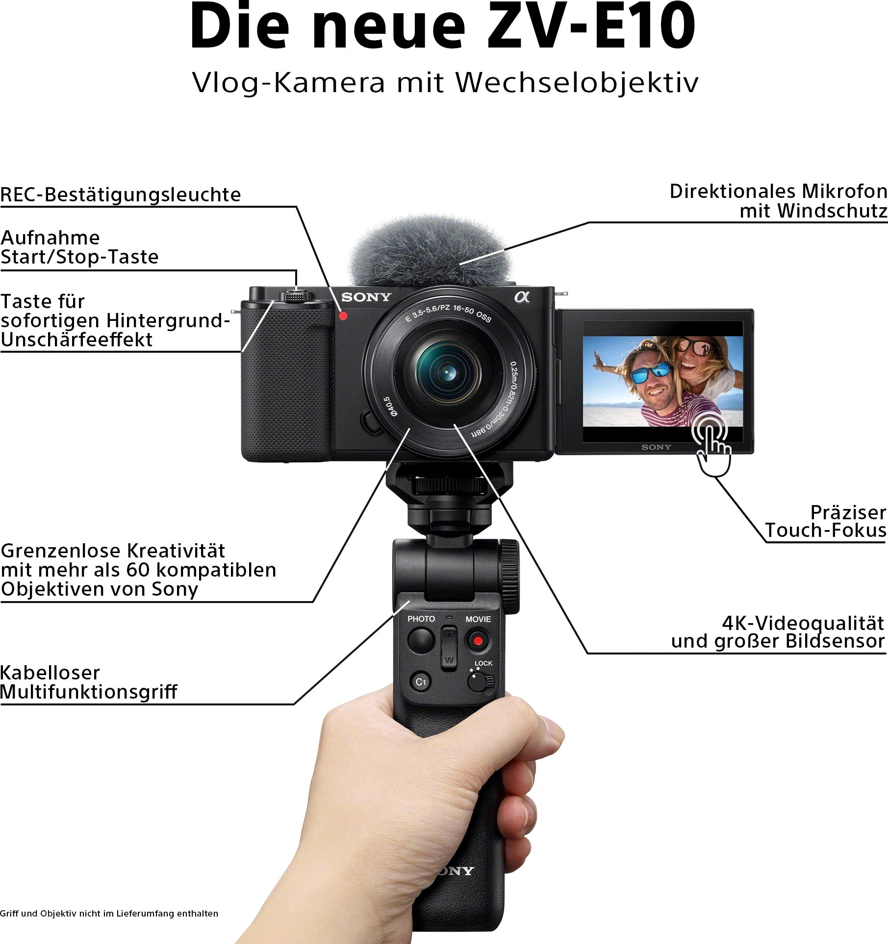 Sony ZV-E10L Systemkamera , 24,2 MP, Bluetooth, WLAN (WiFi)