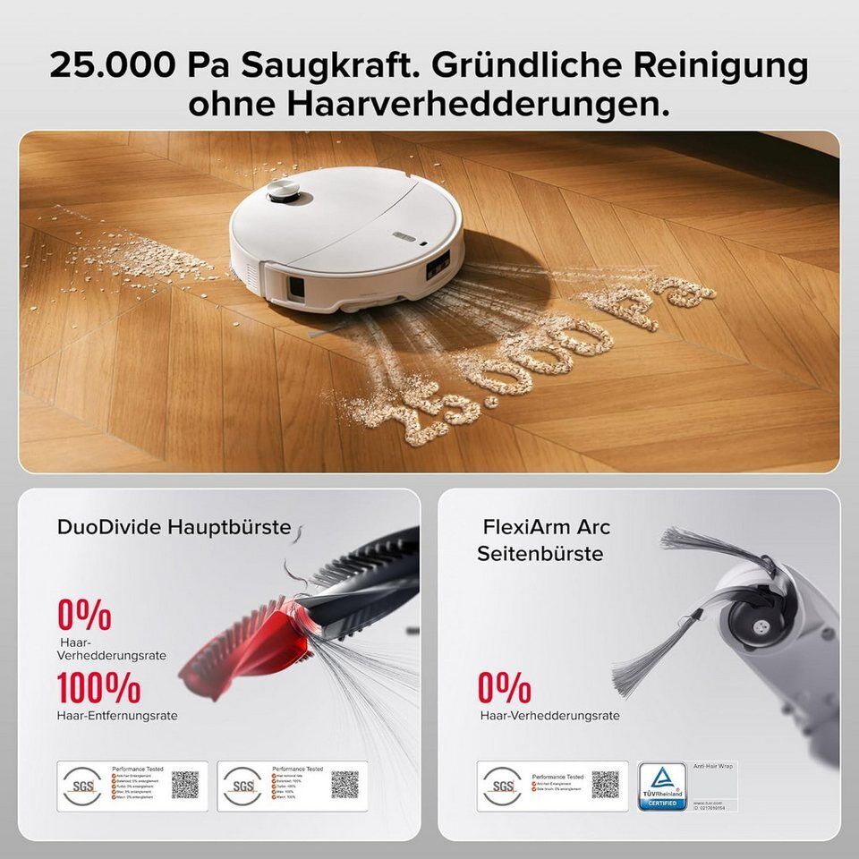 Roborock Saugroboter Qrevo Curv 2 Pro Dual Anti-Tangle-System,100°C Heißwasser-M