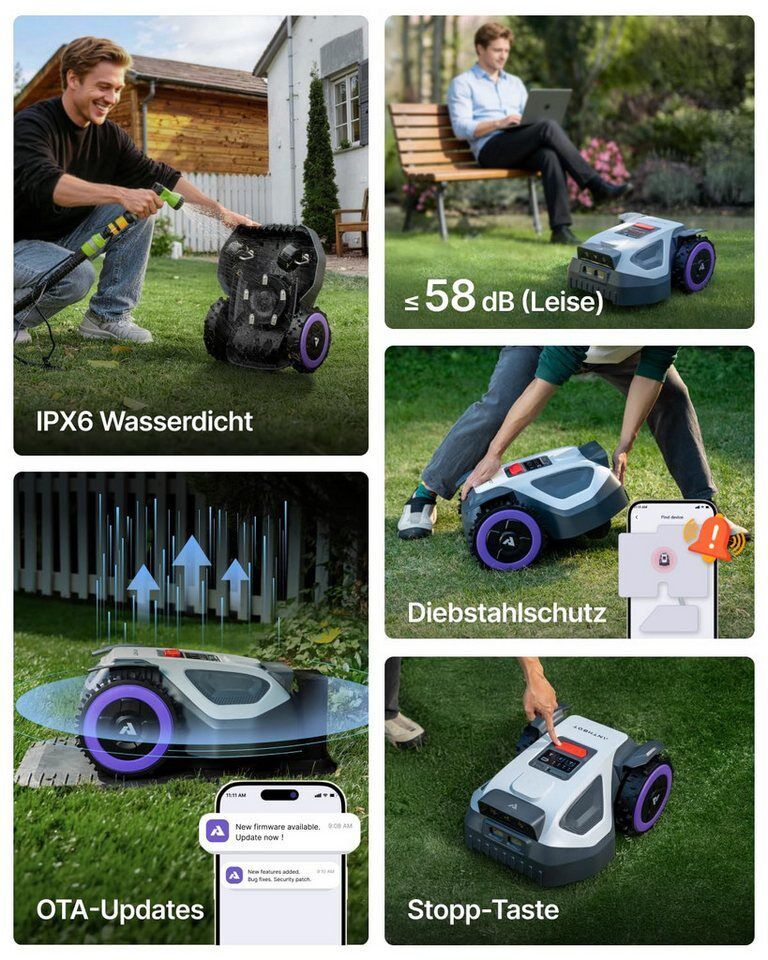 ANTHBOT Rasenmähroboter M5 Serie Ohne Begrenzungskabel mit RTK-Navigation & HDR-