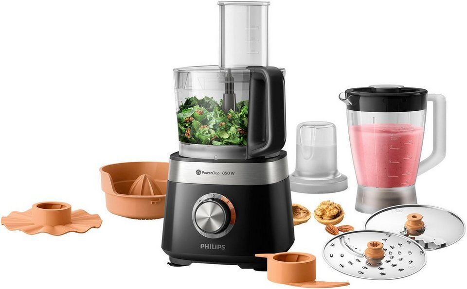 Philips Küchenmaschine HR7530/10 Viva Collection, 850 W, 2,1 l Schüssel, 31 Funk