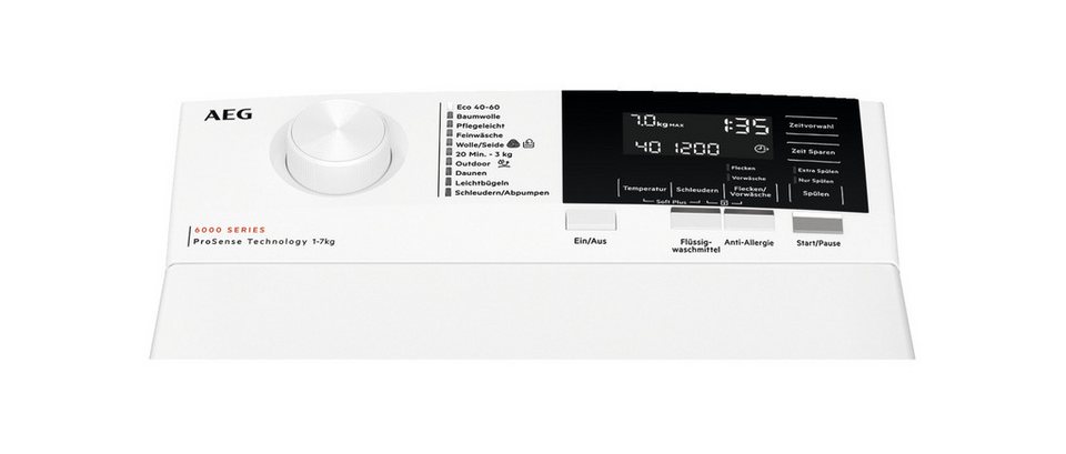 AEG Waschmaschine Toplader 6000 LTR6A60370, 7 kg, 1300 U/min, Anti-Allergie-Prog
