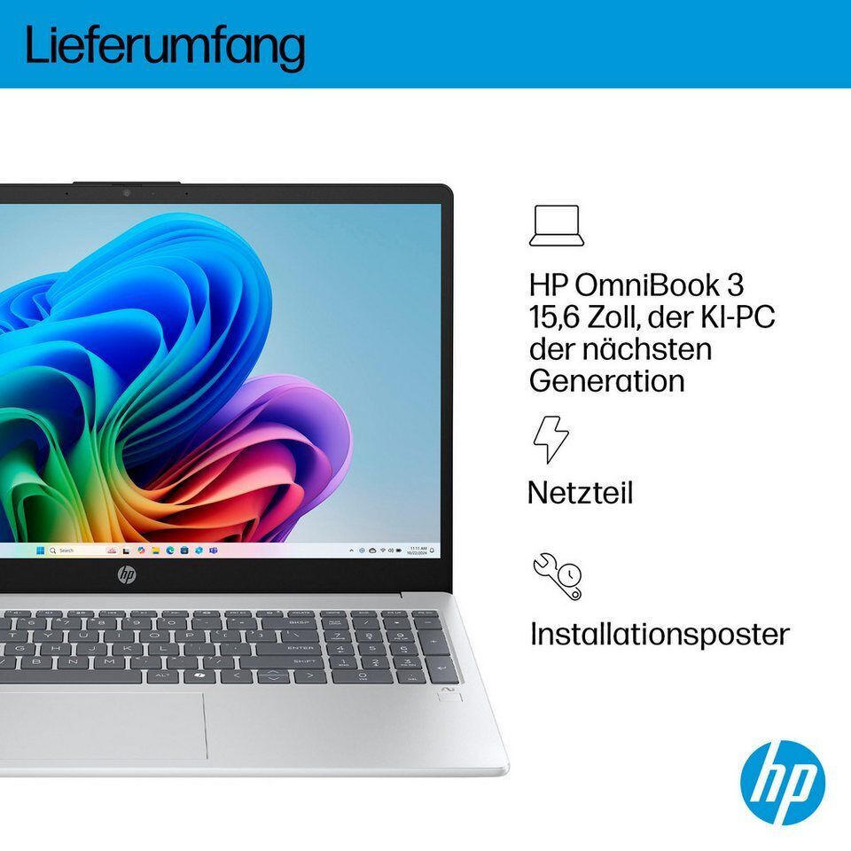 HP OmniBook 3 NG AI Notebook (39,62 cm/15,6 Zoll, AMD Ryzen™ AI 5 330, Radeon 82