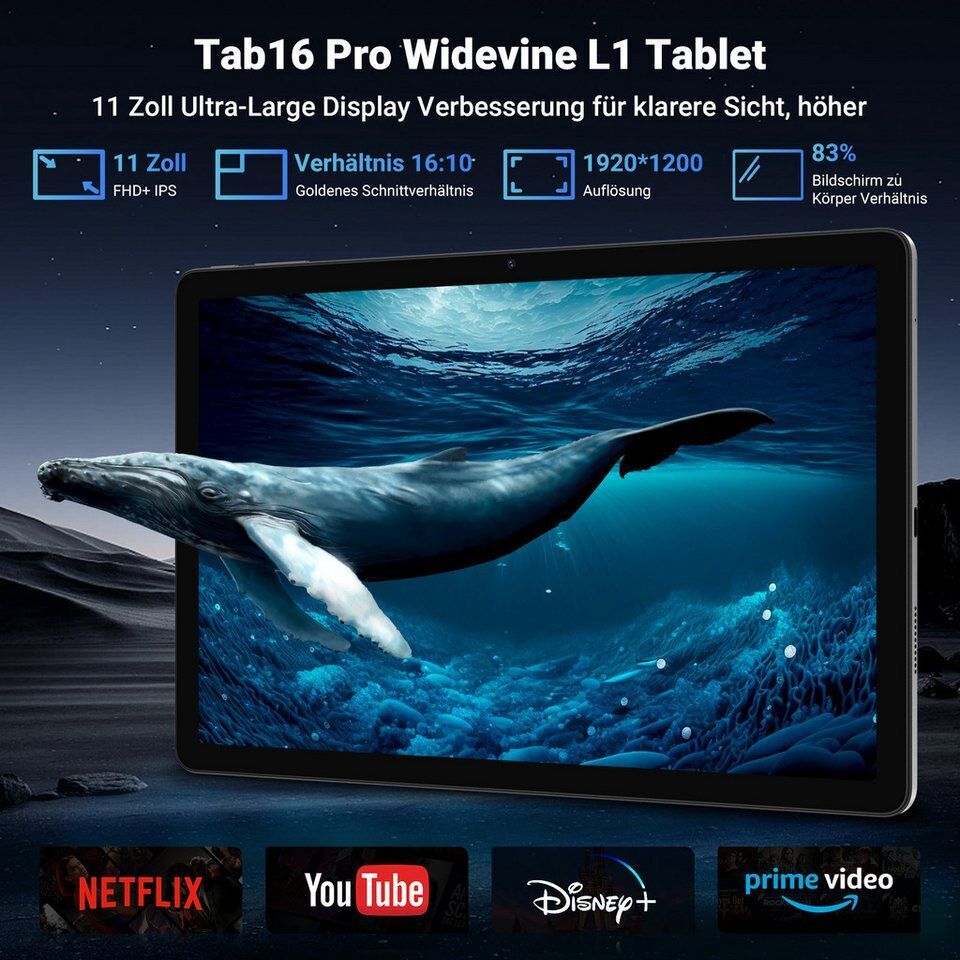blackview Tab16Pro(8+256) Dual-SIM 4G LTE incl. Stift/Hülle Tablet (11", 256 GB,