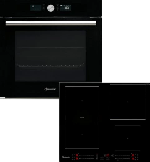 BAUKNECHT Backofen-Set BAKO 4 PF16 BLACK, mit 2-fach-Teleskopauszug, Pyrolyse-Selbstreinigung