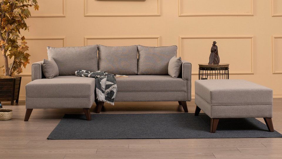Myhomelando Ecksofa Bella, Schlaffunktion durch Hocker