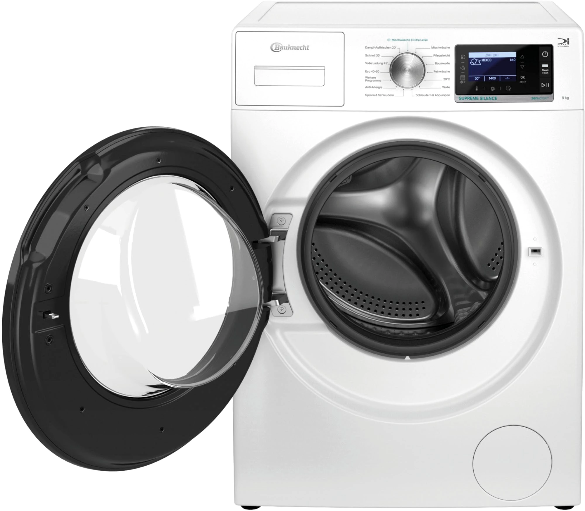 BAUKNECHT Waschmaschine B6R 88E SILENCE DE, 8 kg, 1400 U/min, Dampfprogramm, besonders leise