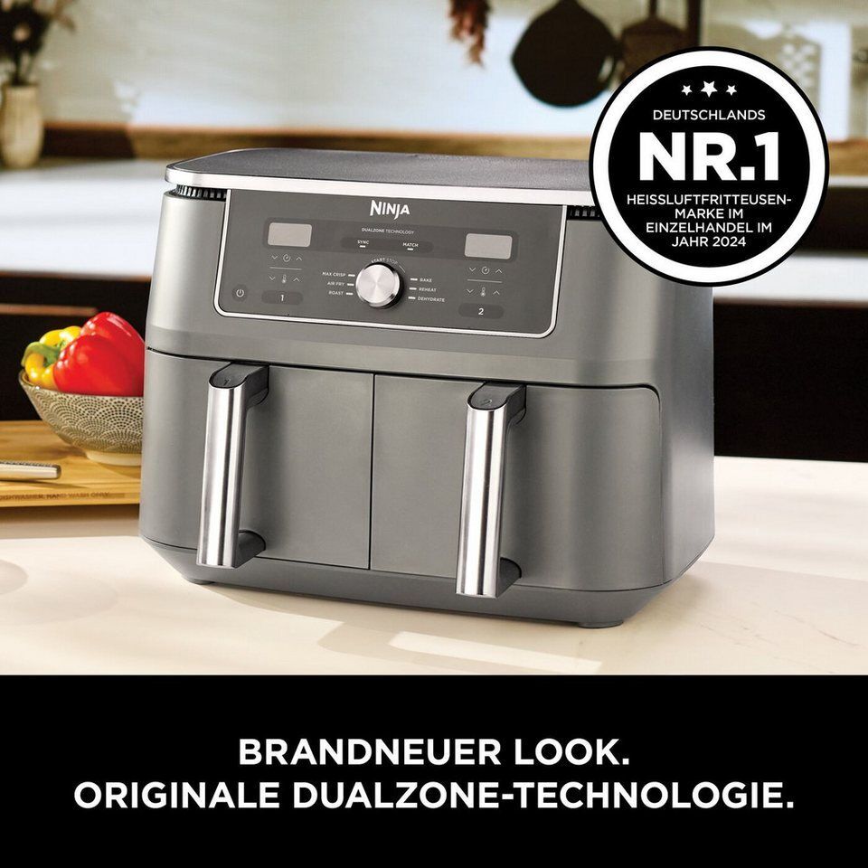 NINJA Heißluftfritteuse Ninja MAX 6-in-1 Dual Zone Air Fryer 9.5L DZ400EU, 2470