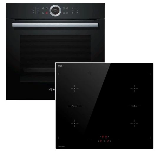 BOSCH Backofen-Set 4D-Heißluft AutoPilot + Keenberk Induktionskochfeld PowerBooster 60 cm