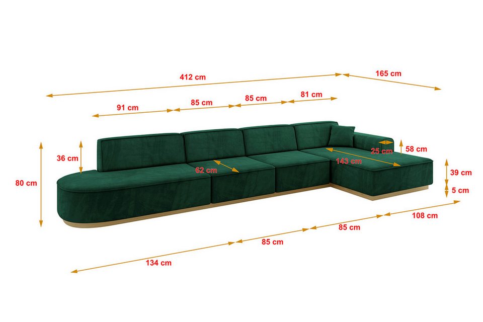 ALTDECOR Ecksofa IREA-L3-v2, Sofa Praktische Bequeme Funktionsecke Couch L-Form