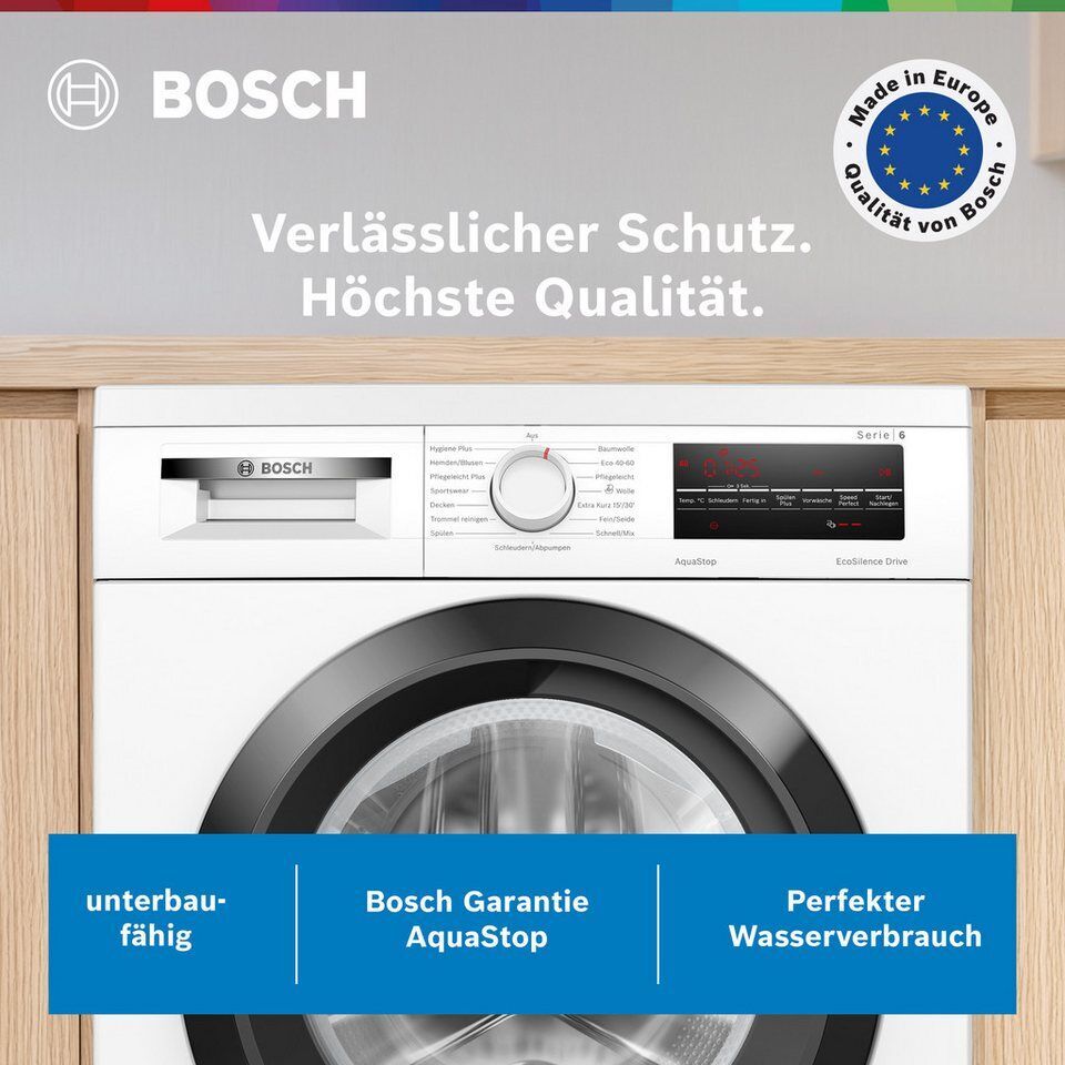 BOSCH Waschmaschine WUU28T48, 8 kg, 1400 U/min, unterbaufähig,Speed Perfect, Hyg