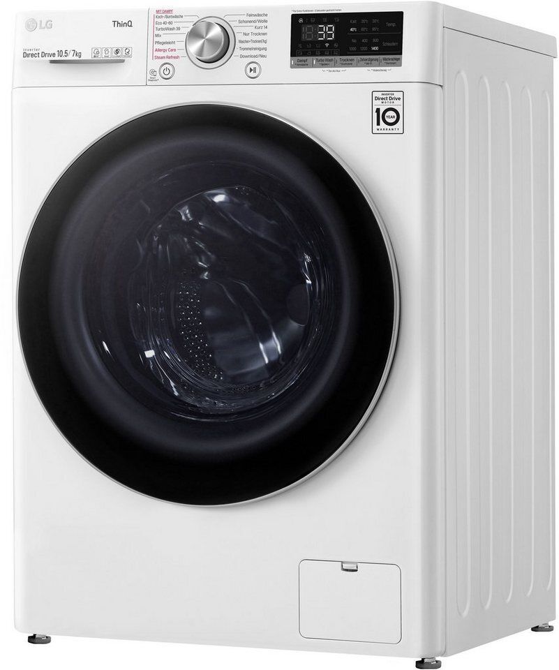 LG Waschtrockner V7WD107H2E, 10,5 kg, 7 kg, 1400 U/min, TurboWash® - Waschen in