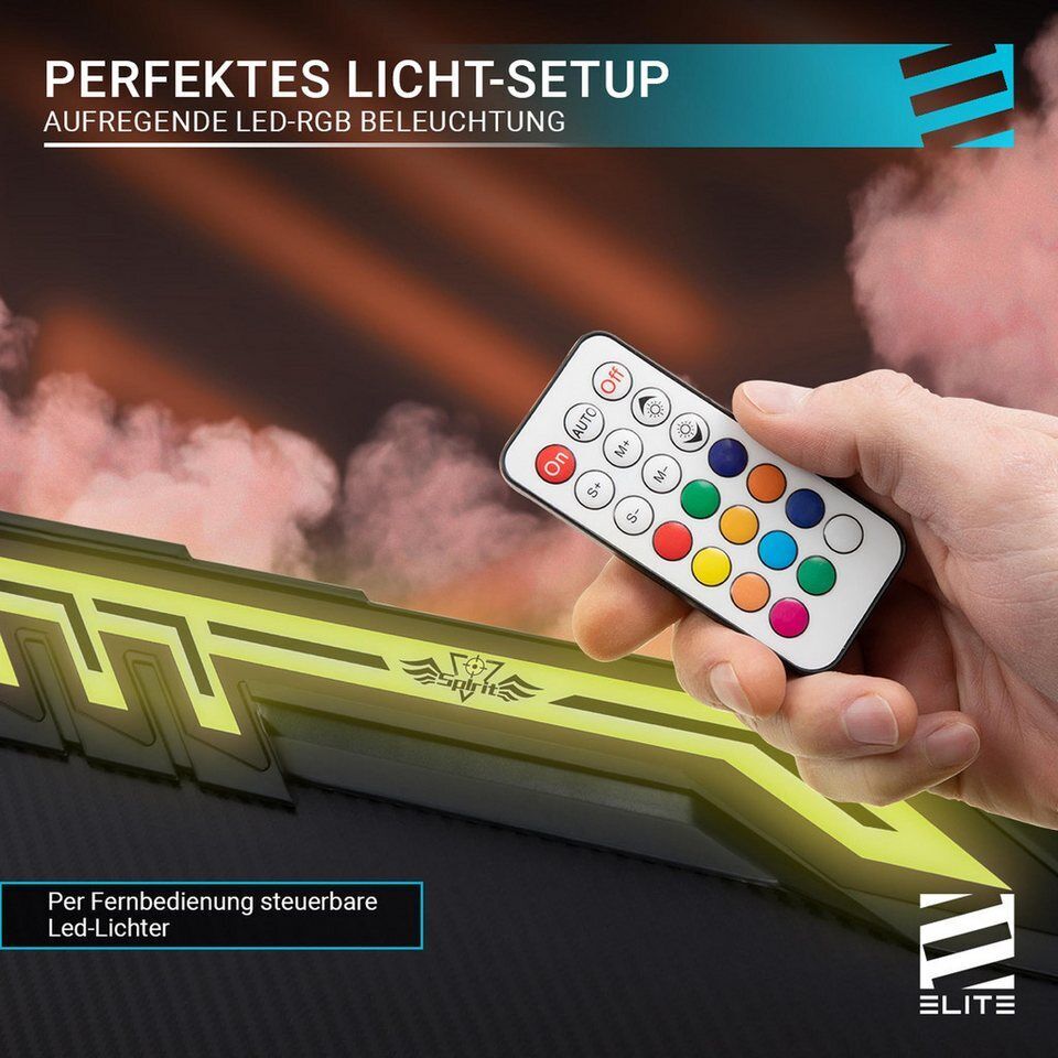 ELITE Gaming Gamingtisch Rocksolid Gamer Schreibtisch mit LED-Beleuchtung (Gamin