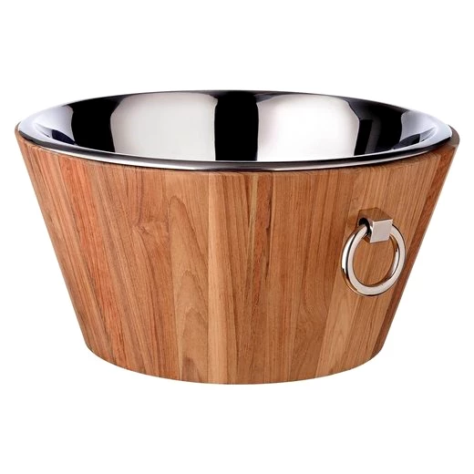 EDZARD Eiseimer Santiago, Ø 46 cm, Teakholz, Edelstahl, Kühler für bis zu 5 Flaschen