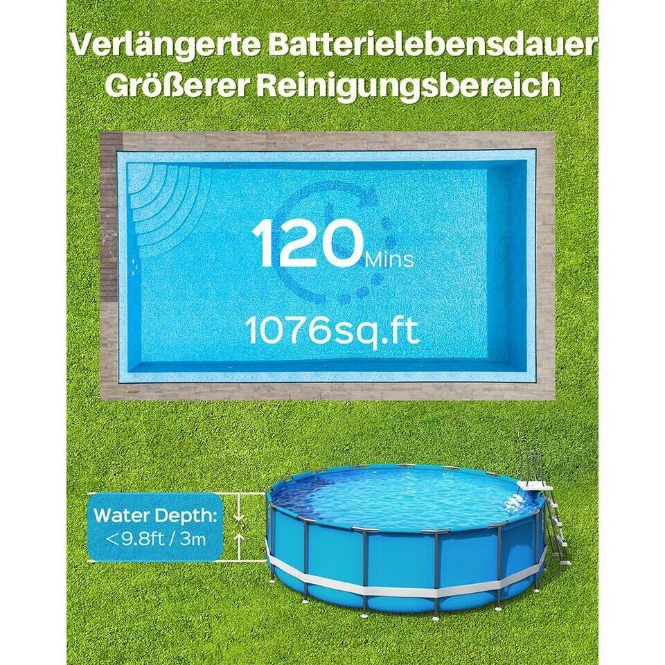 WYBOT Poolroboter A1 Kabelloser Pool-Saugroboter, Doppelfilter, 120 min Laufzeit