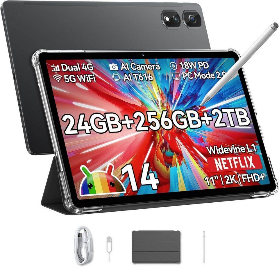 blackview Tab16Pro(8+256) Dual-SIM 4G LTE incl. Stift/Hülle Tablet (11", 256 GB,