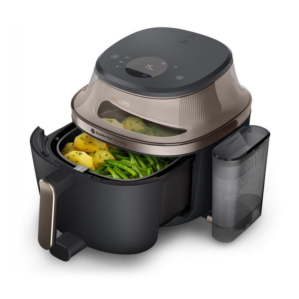 Philips Heißluftfritteuse NA547/07 Steam Airfryer 5000 Series mit EasySlide, 7,2