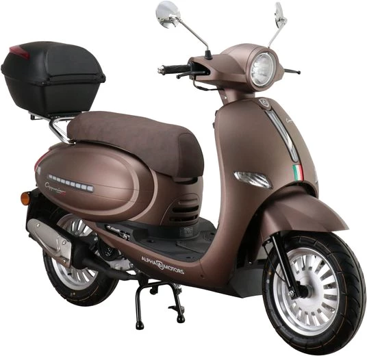 Alpha Motors Motorroller Cappucino 50 ccm 25 km/h EURO 5 mattbraun inkl. Topcase, 50 ccm, 25 km/h