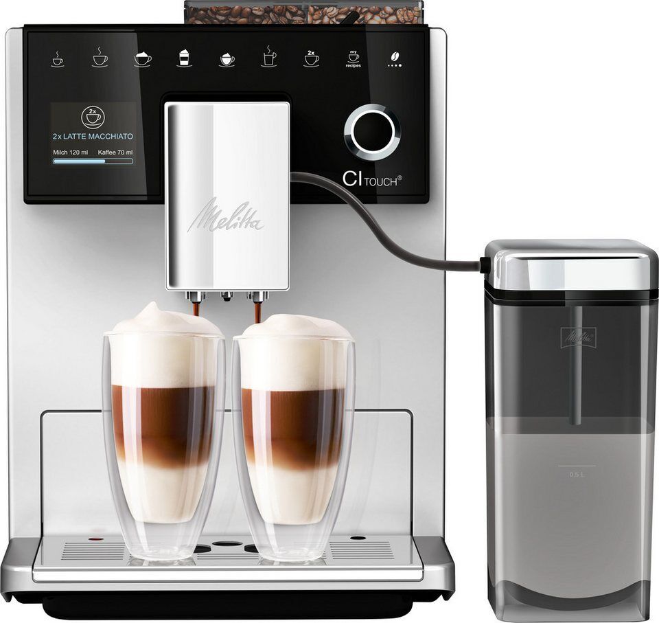 Melitta Kaffeevollautomat CI Touch® F630-111, silber, 10 Kaffeerezepte, 2-Kammer