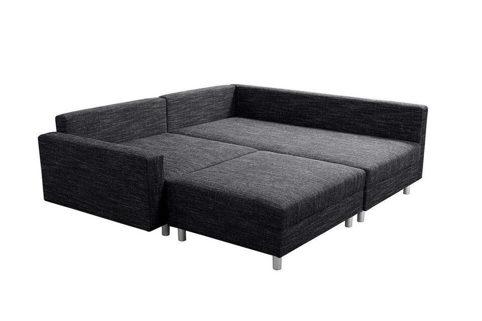 Küchen-Preisbombe Sofa Wohnlandschaft Couch Ecksofa Eckcouch Gewebestoff schwarz