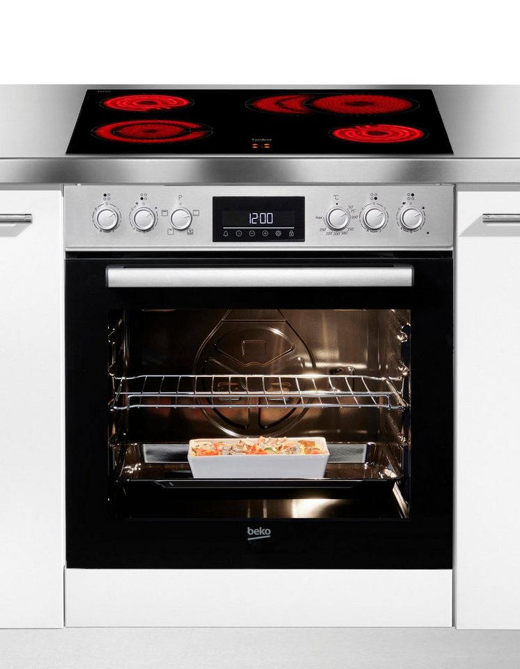 BEKO Elektro-Herd-Set BBUC1132T0X, Klassisches Herd-Set mit komfortabler Backofe