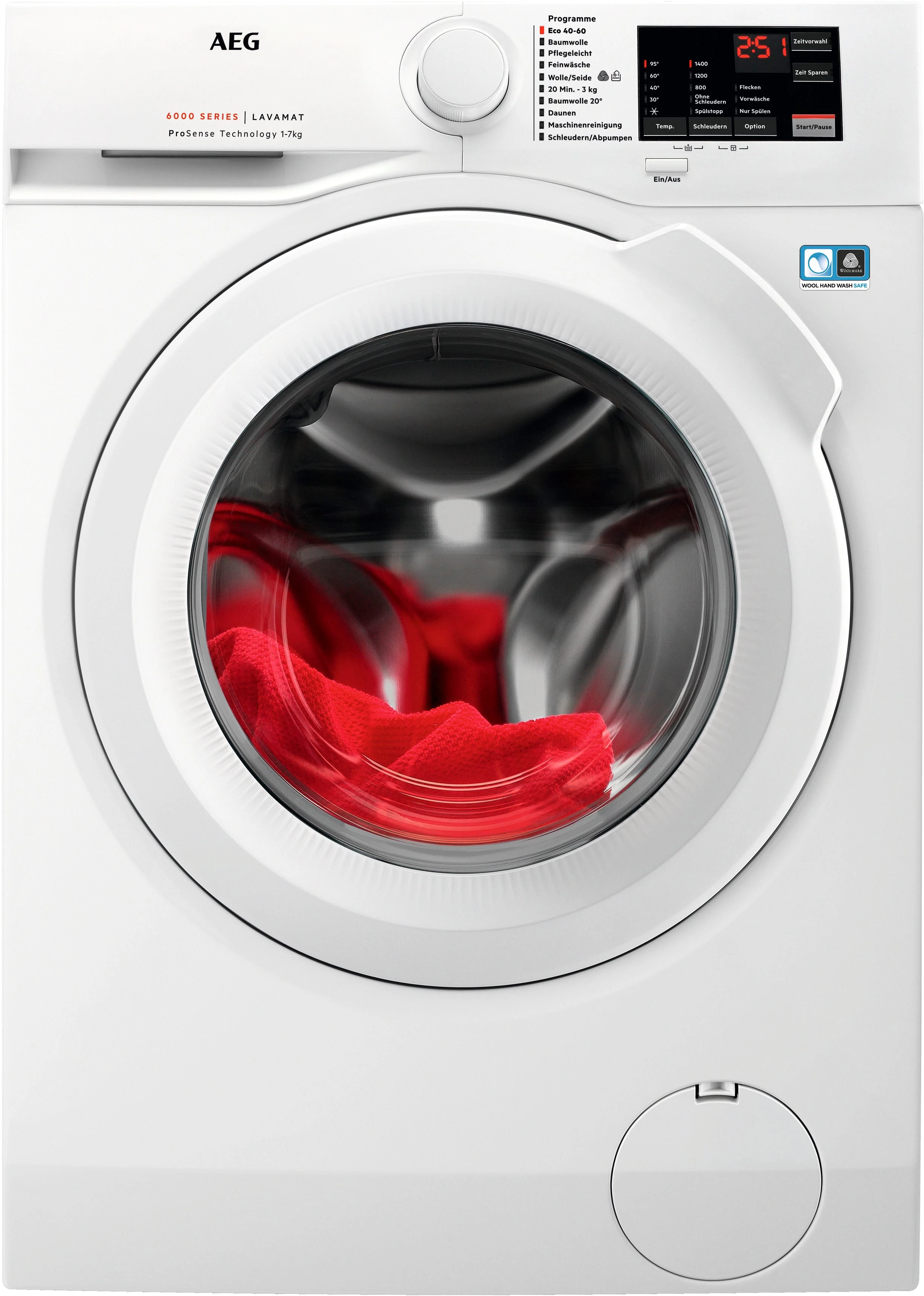 AEG Waschmaschine Serie 6000 L6FBG51470, 7 kg, 1400 U/min, ProSense Mengenautomatik