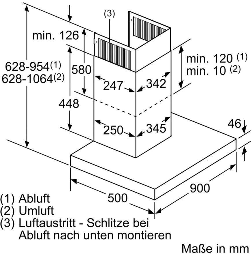 SIEMENS Wandhaube LC91BUR50 Serie iQ700 LC91BUR50
