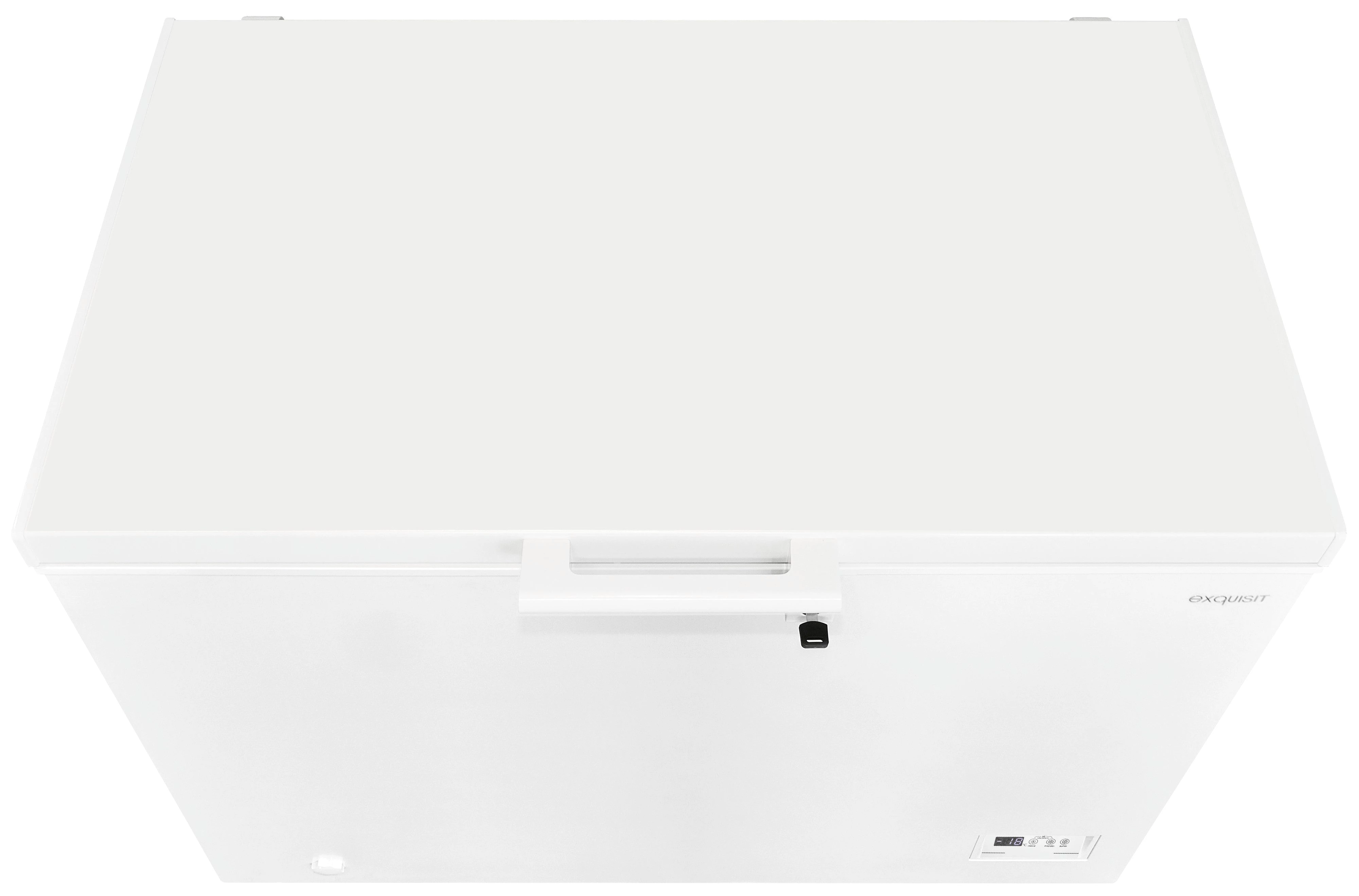 exquisit Gefriertruhe GT400-HE-041E weiss, 130 cm breit, 371 l, mit Türschloss