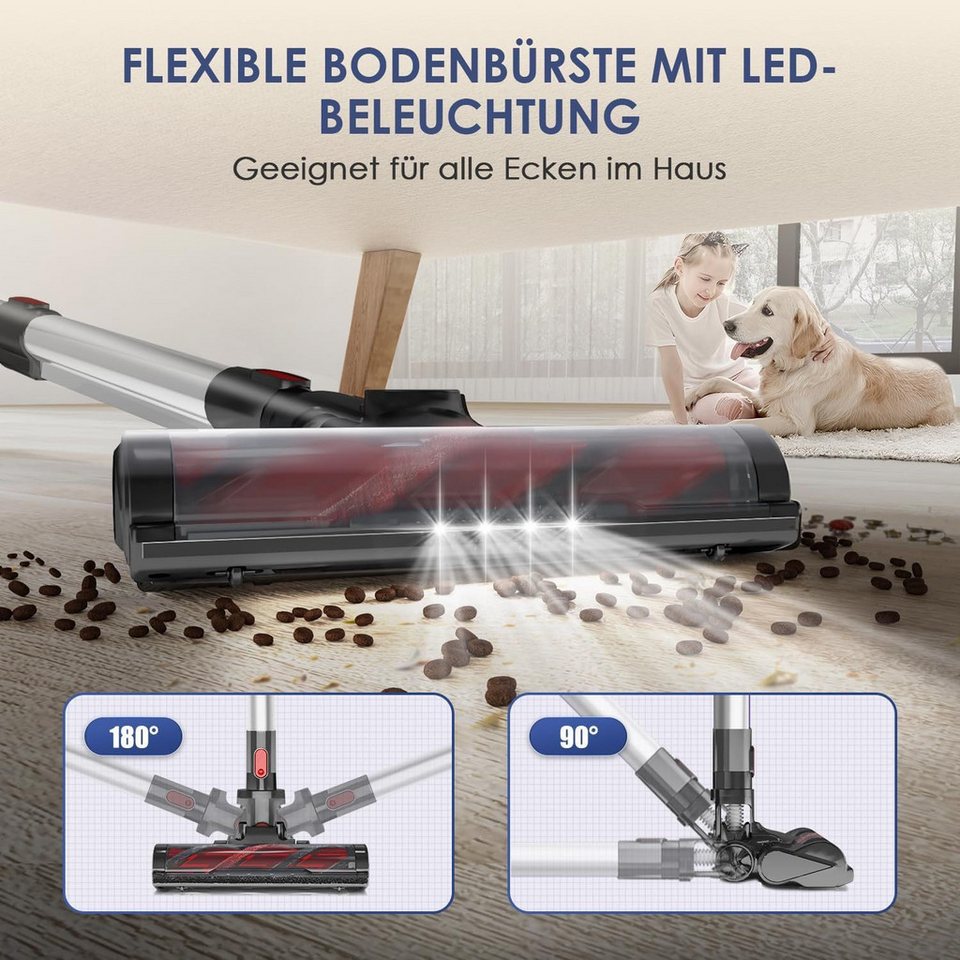 Hiazurm Akku-Hand-und Stielstaubsauger Akku Staubsauger, 2 Saugstufen, 50Min/1.6